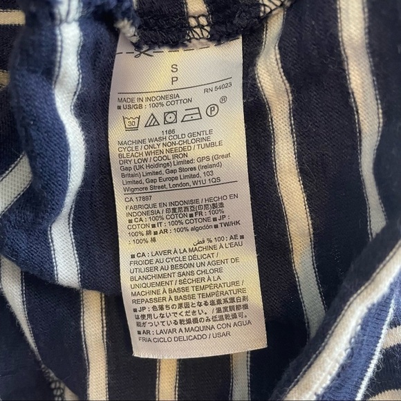 Gap navy  blue white shirt sleeved striped t-shirt dress - Picture 7 of 8